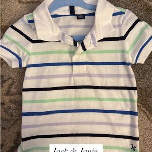 Striped Polo Shirt - White, Green, Blue